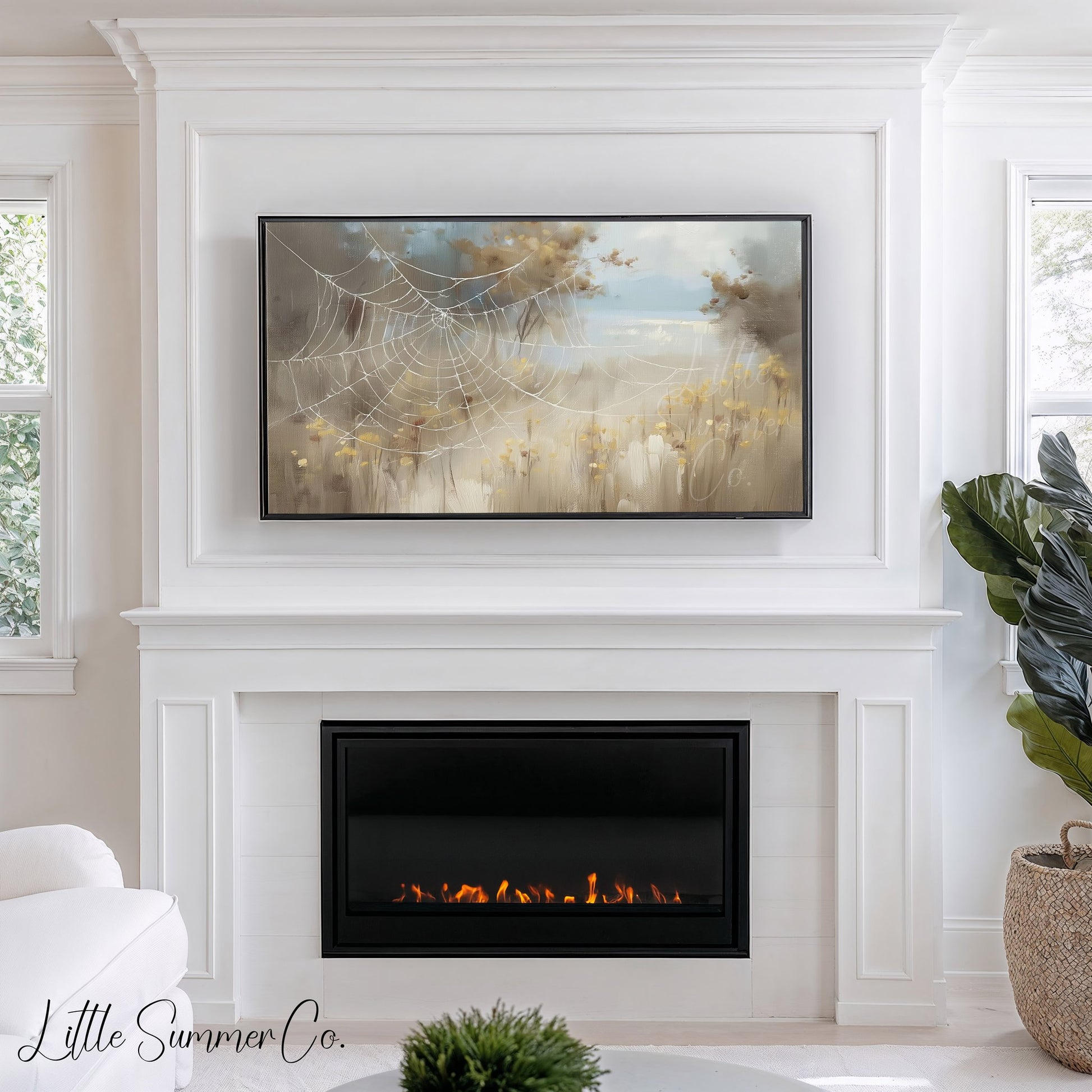 Spider Web Meadow Frame TV Art displayed on a TV
