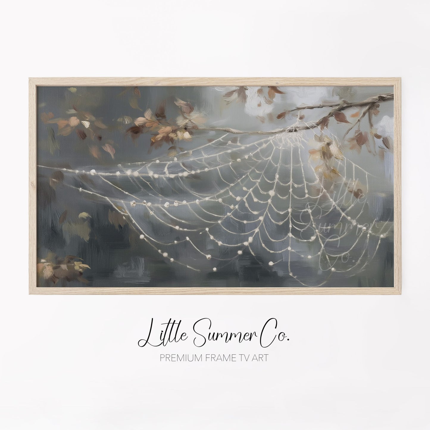 Autumn Spider Web Frame TV Art displayed on a TV
