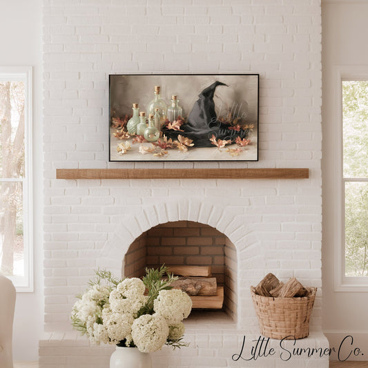 Witch Hat Potion Bottles Frame TV Art displayed on a TV