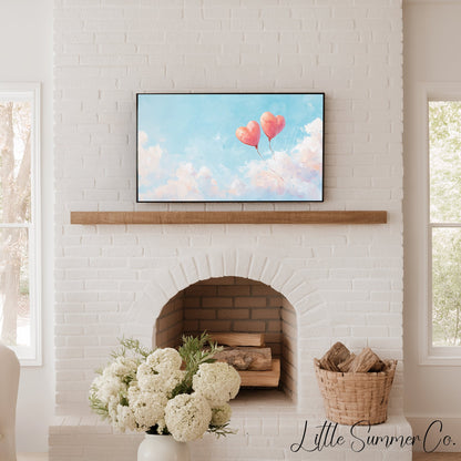 Heart Balloons Frame TV Art displayed on a TV