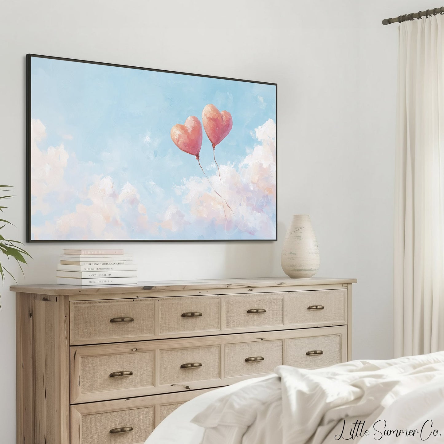 Heart Balloons Frame TV Art displayed on a TV