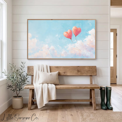Heart Balloons Frame TV Art displayed on a TV