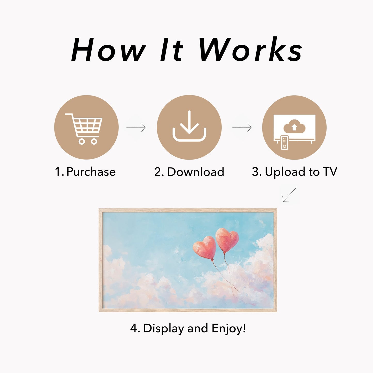 Heart Balloons Frame TV Art displayed on a TV