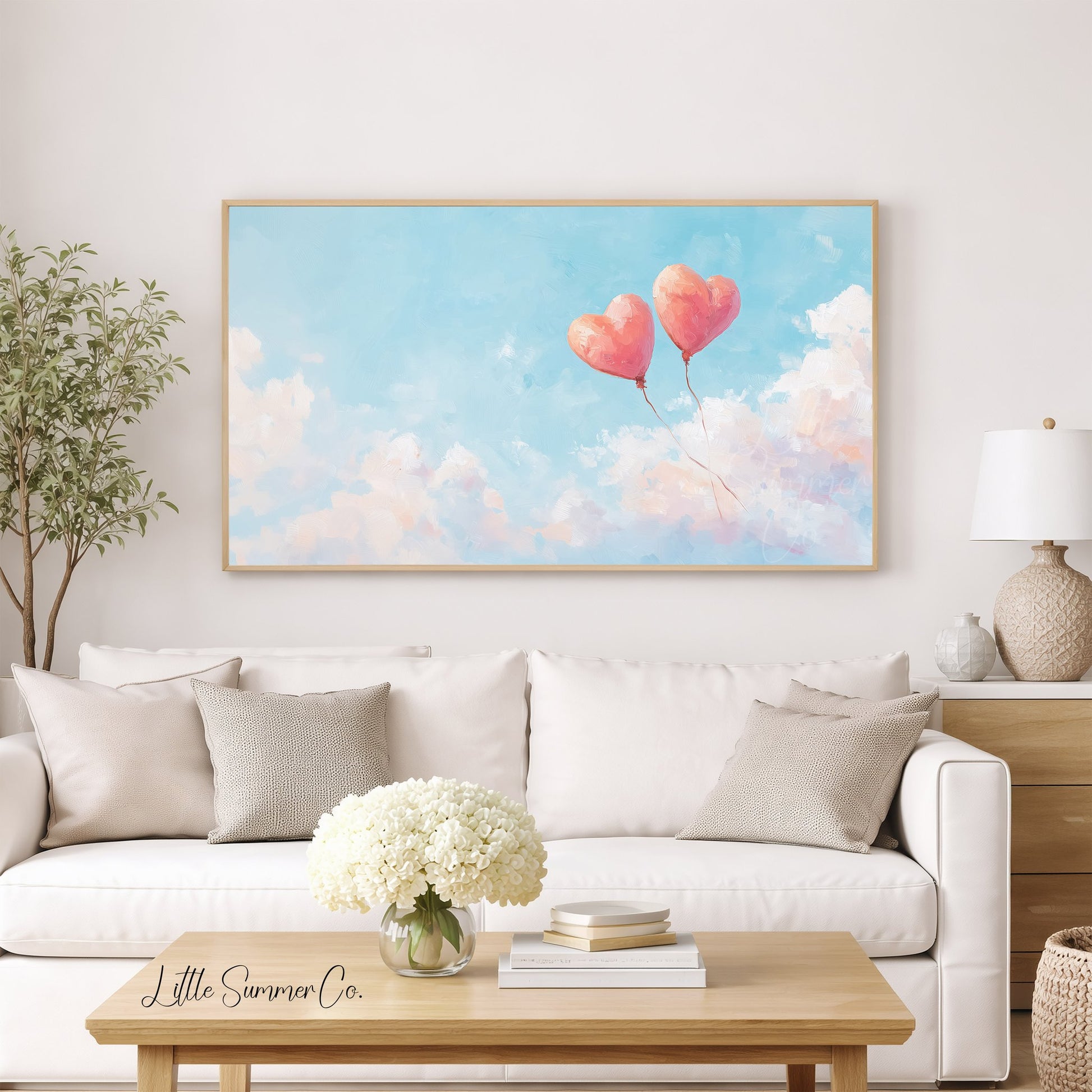 Heart Balloons Frame TV Art displayed on a TV