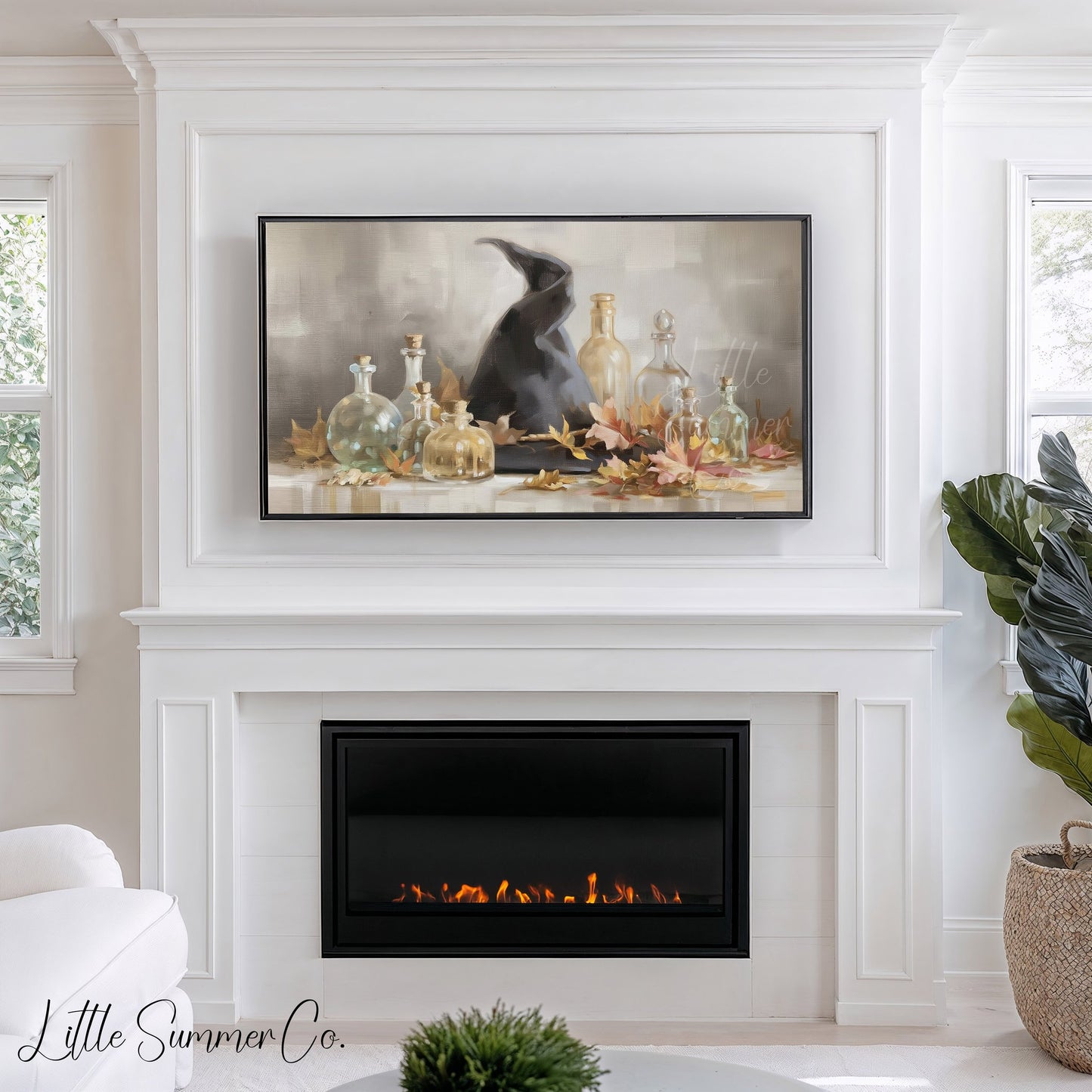 Witch Hat Bottles Frame TV Art displayed on a TV