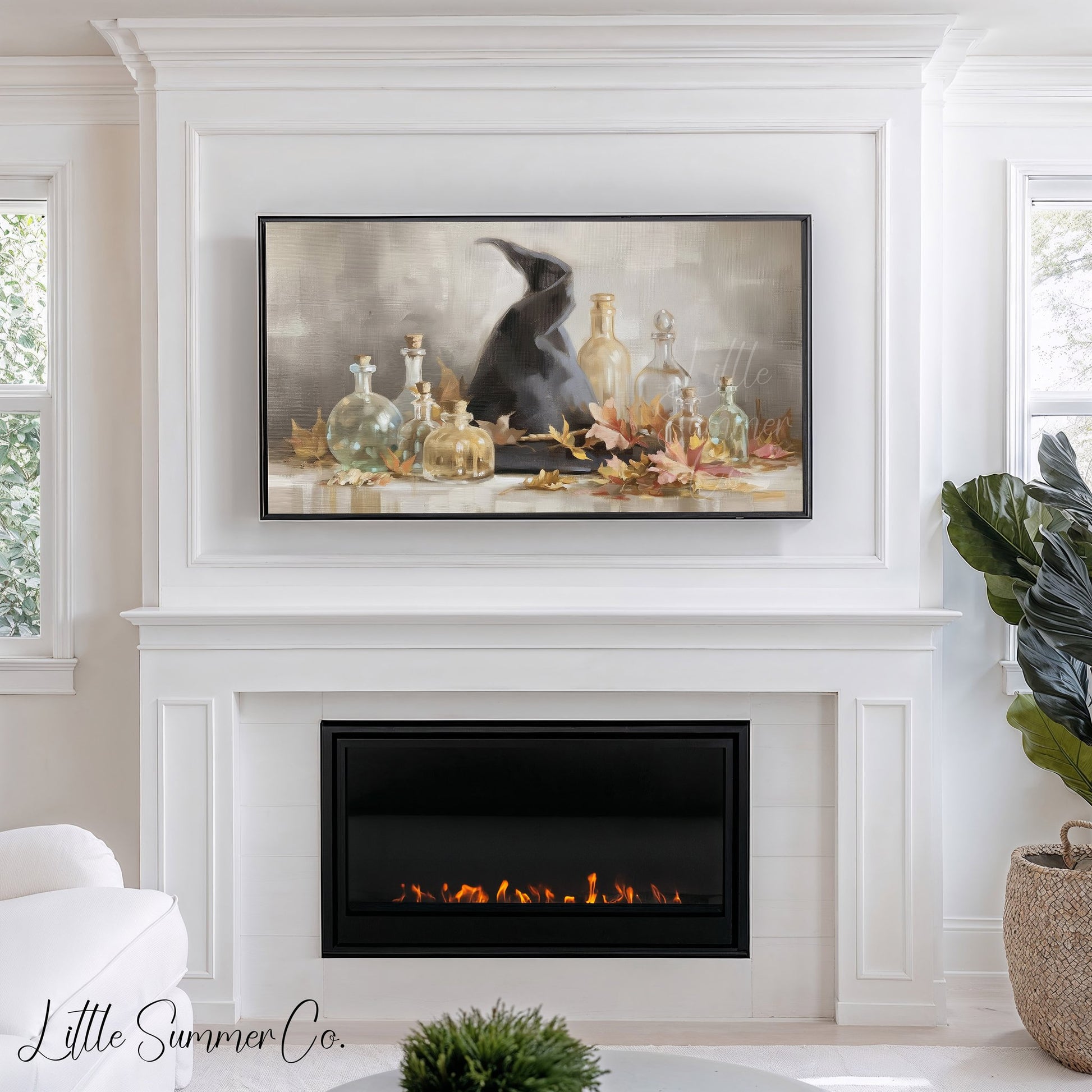 Witch Hat Bottles Frame TV Art displayed on a TV