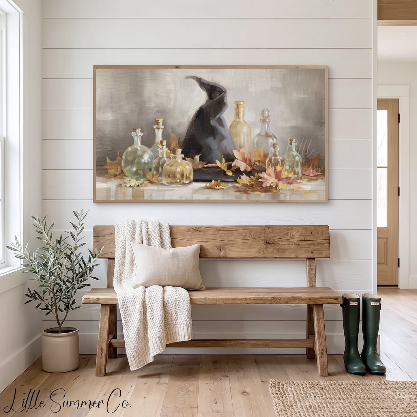 Witch Hat Bottles Frame TV Art displayed on a TV