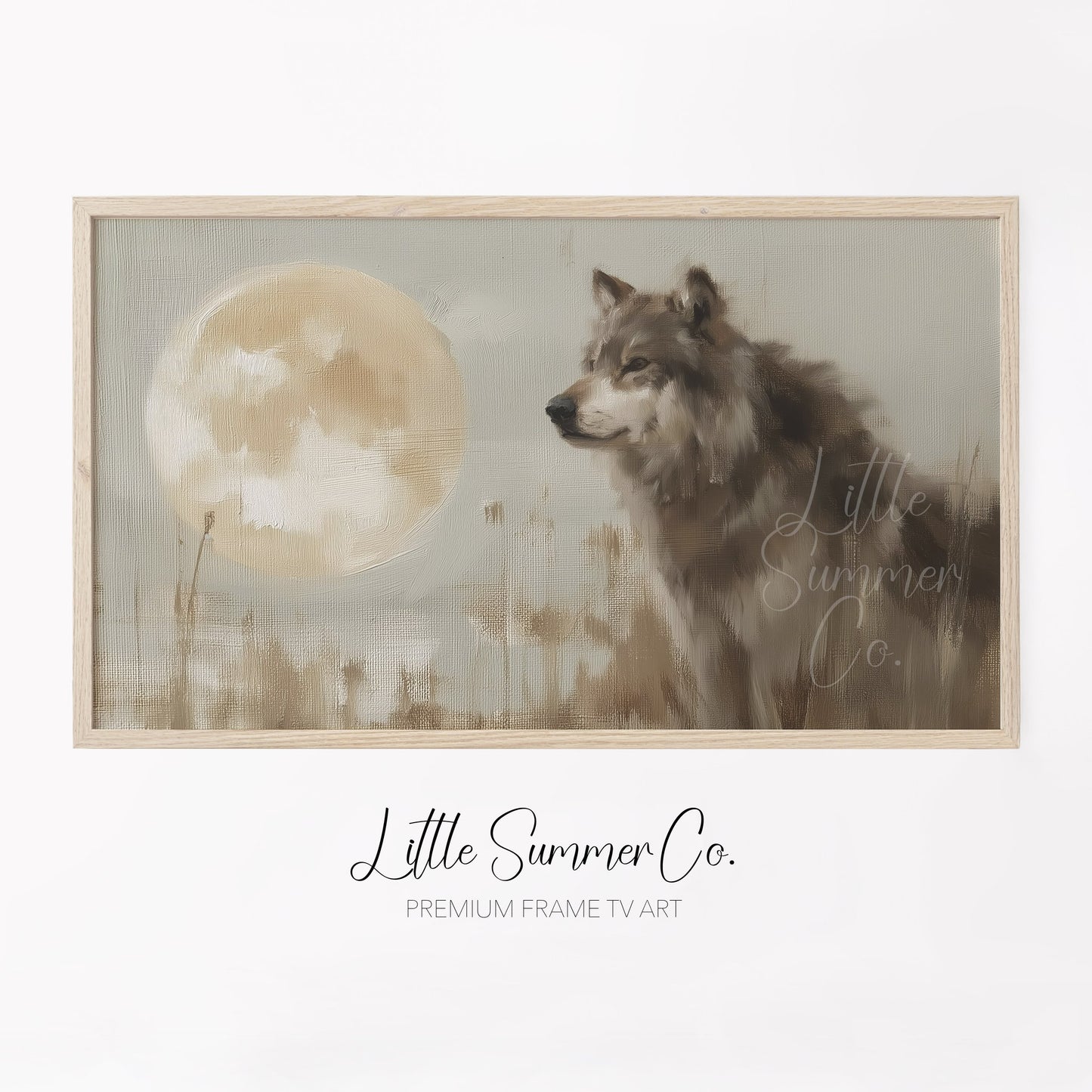 Wolf Moon Frame TV Art displayed on a TV