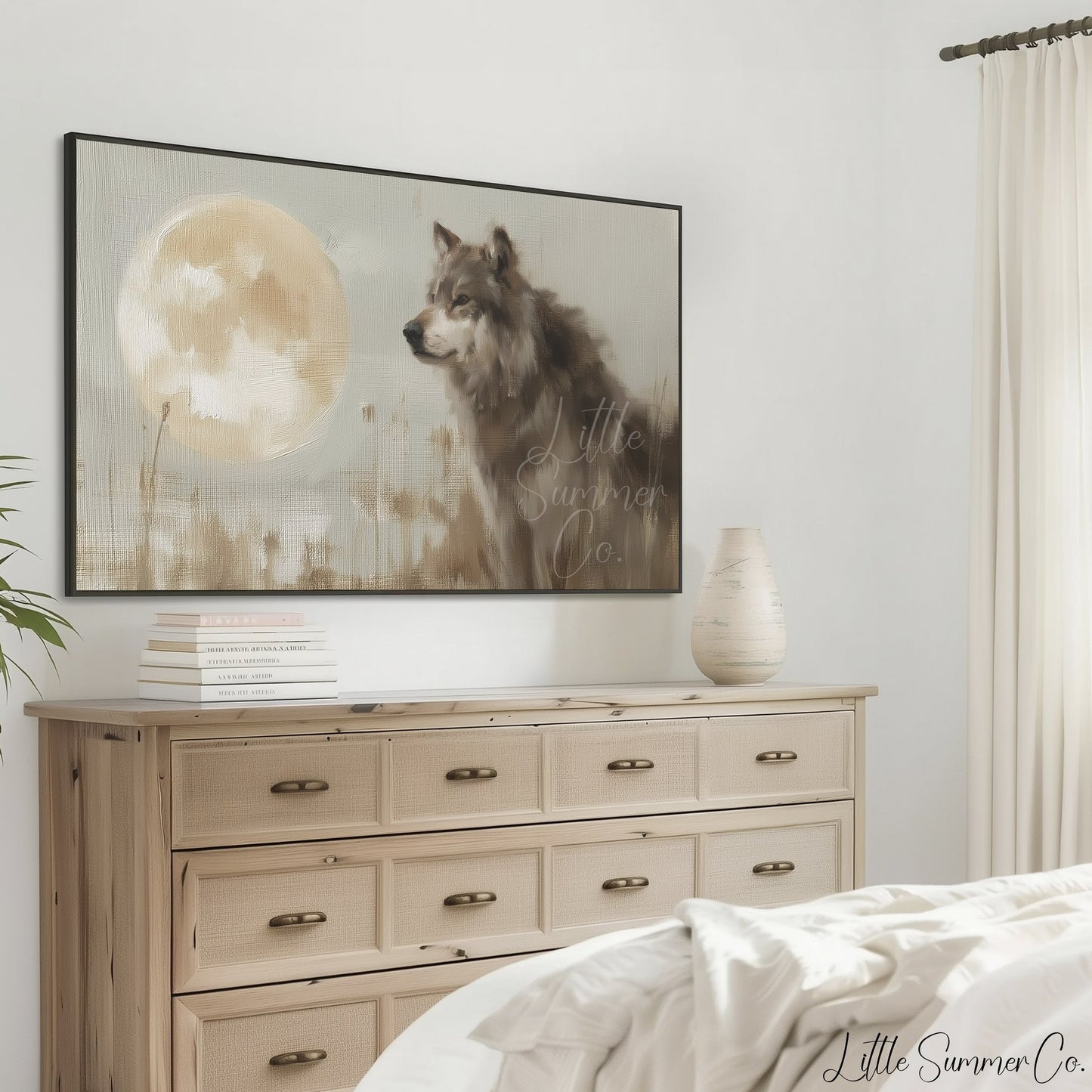 Wolf Moon Frame TV Art displayed on a TV
