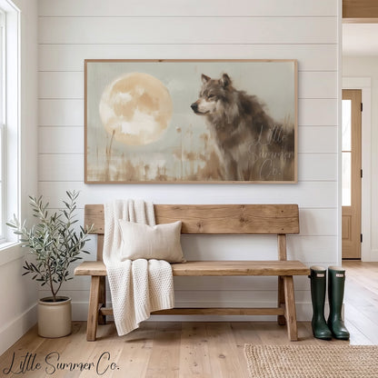 Wolf Moon Frame TV Art displayed on a TV