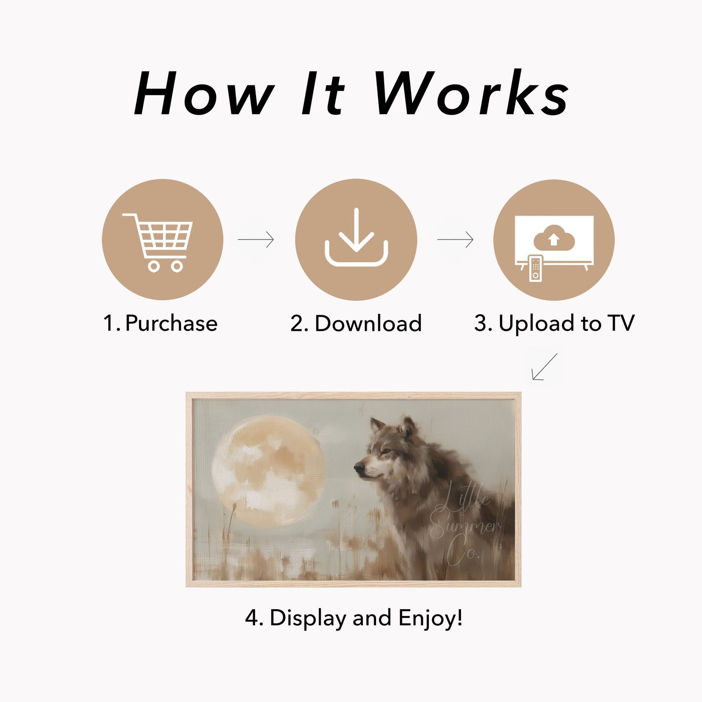 Wolf Moon Frame TV Art displayed on a TV