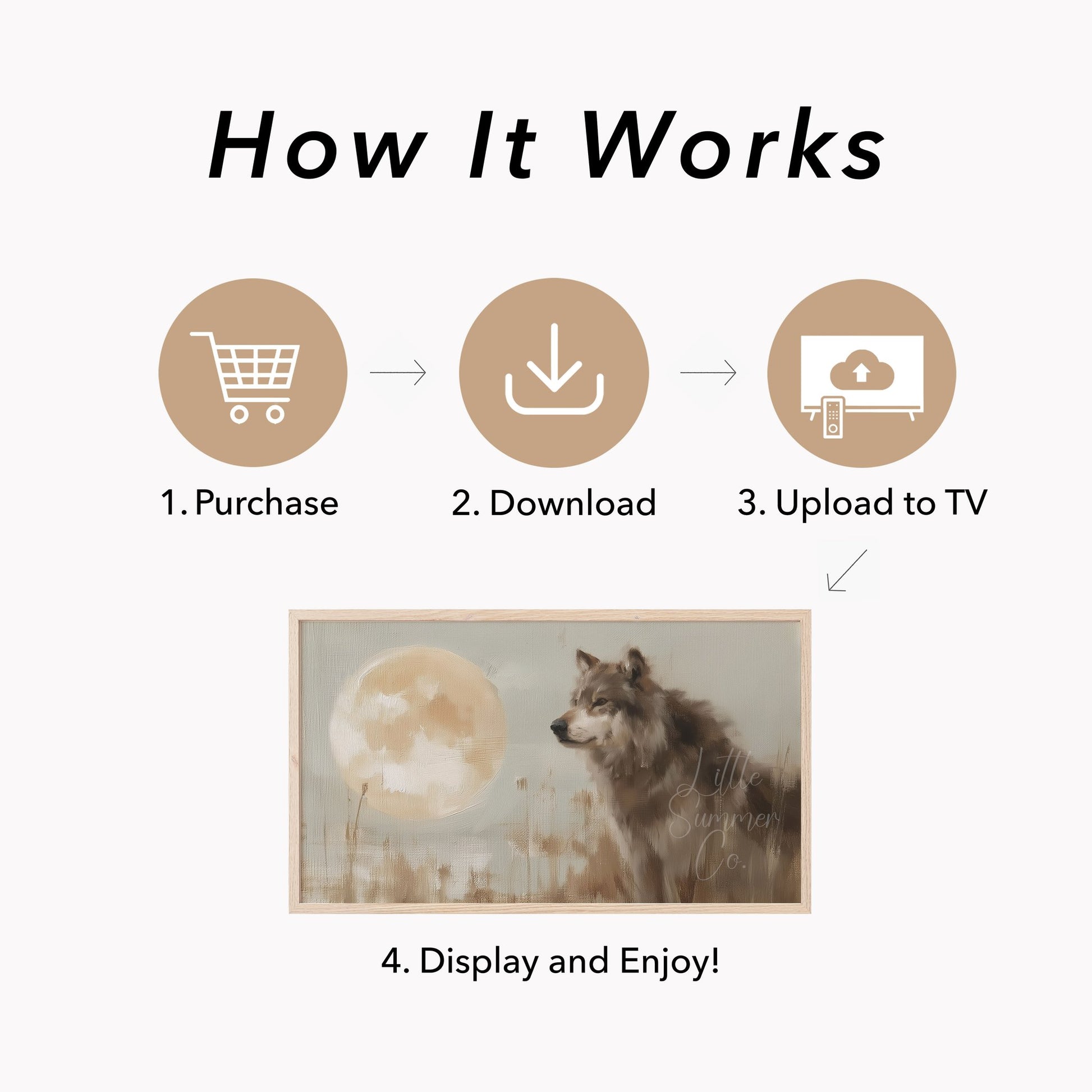 Wolf Moon Frame TV Art displayed on a TV