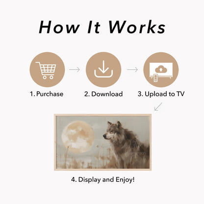 Wolf Moon Frame TV Art displayed on a TV