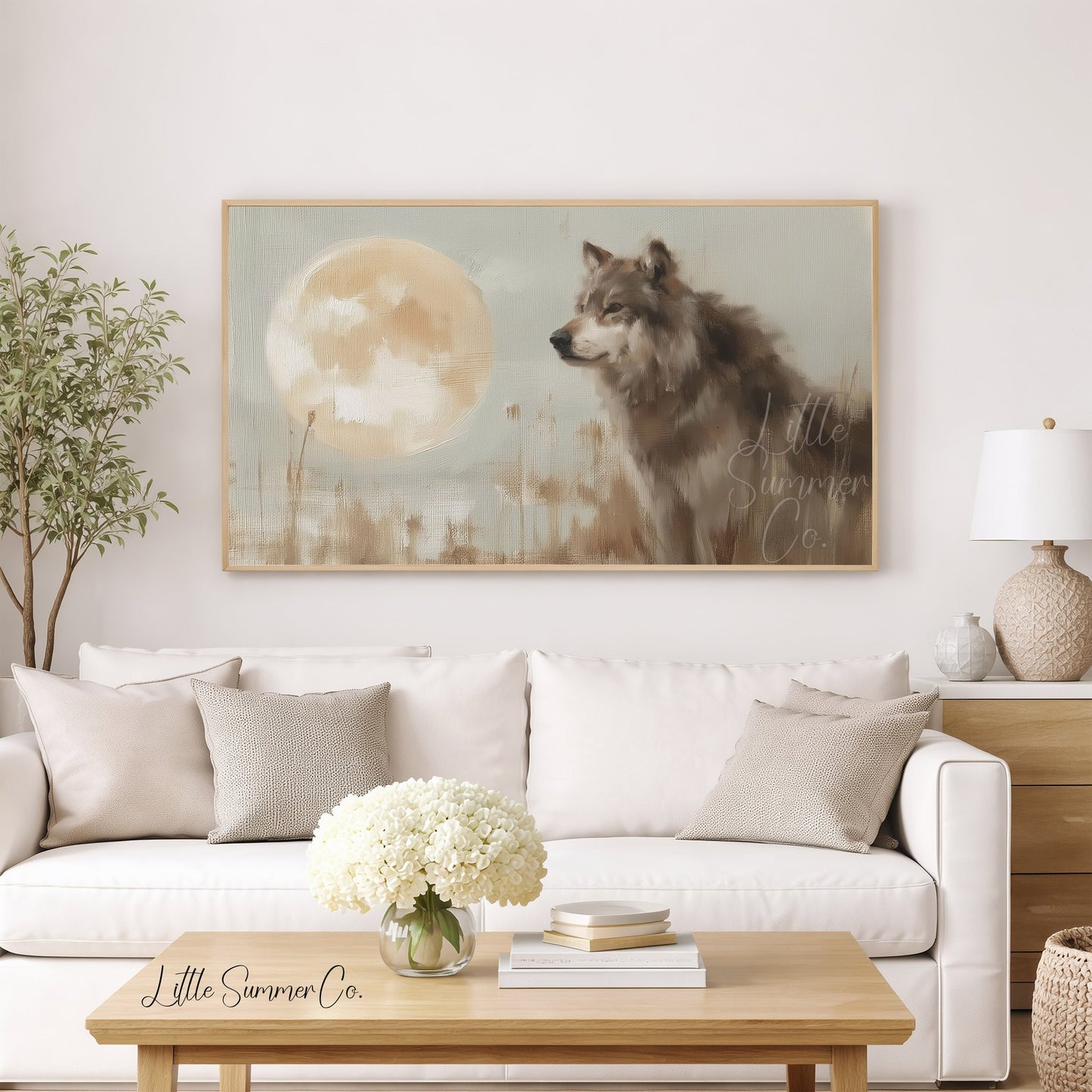 Wolf Moon Frame TV Art displayed on a TV