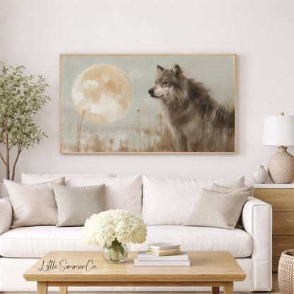 Wolf Moon Frame TV Art displayed on a TV