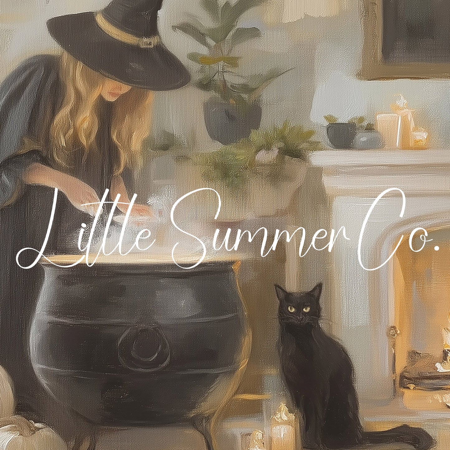 Witch Cauldron Cat Frame TV Art displayed on a TV
