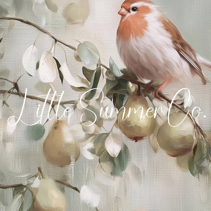 Partridge in a Pear Tree Frame TV Art displayed on a TV