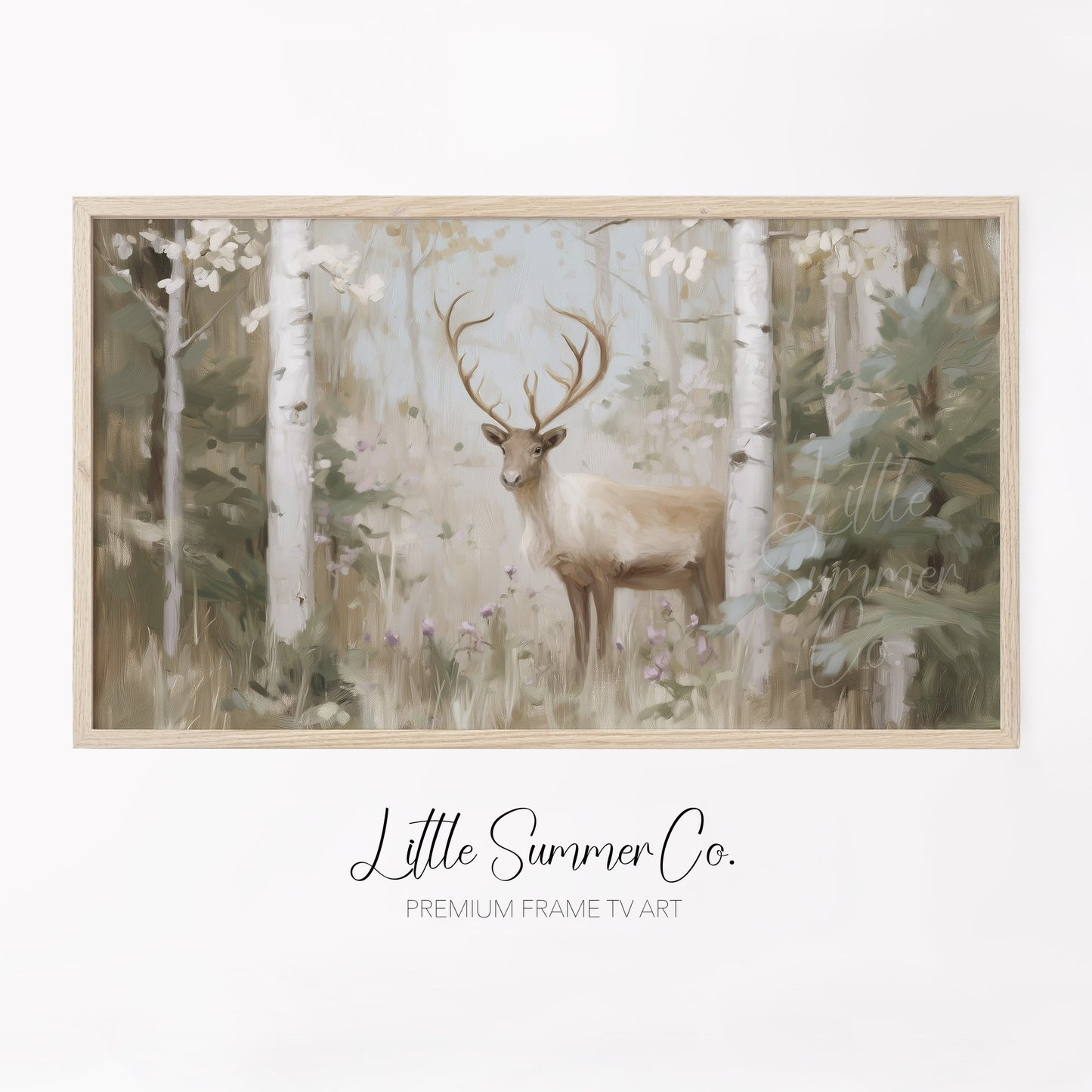 Forest Deer Frame TV Art displayed on a TV