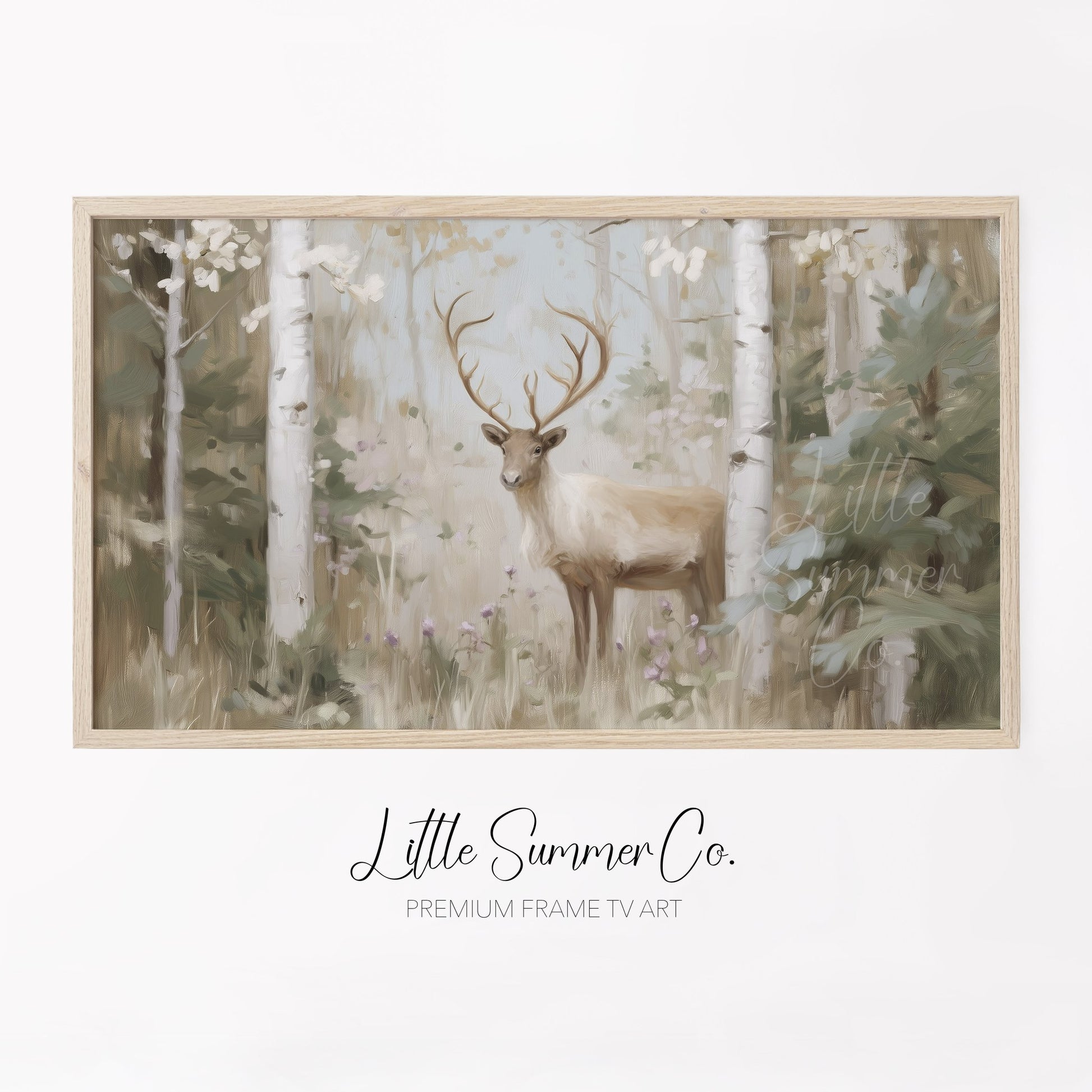 Forest Deer Frame TV Art displayed on a TV