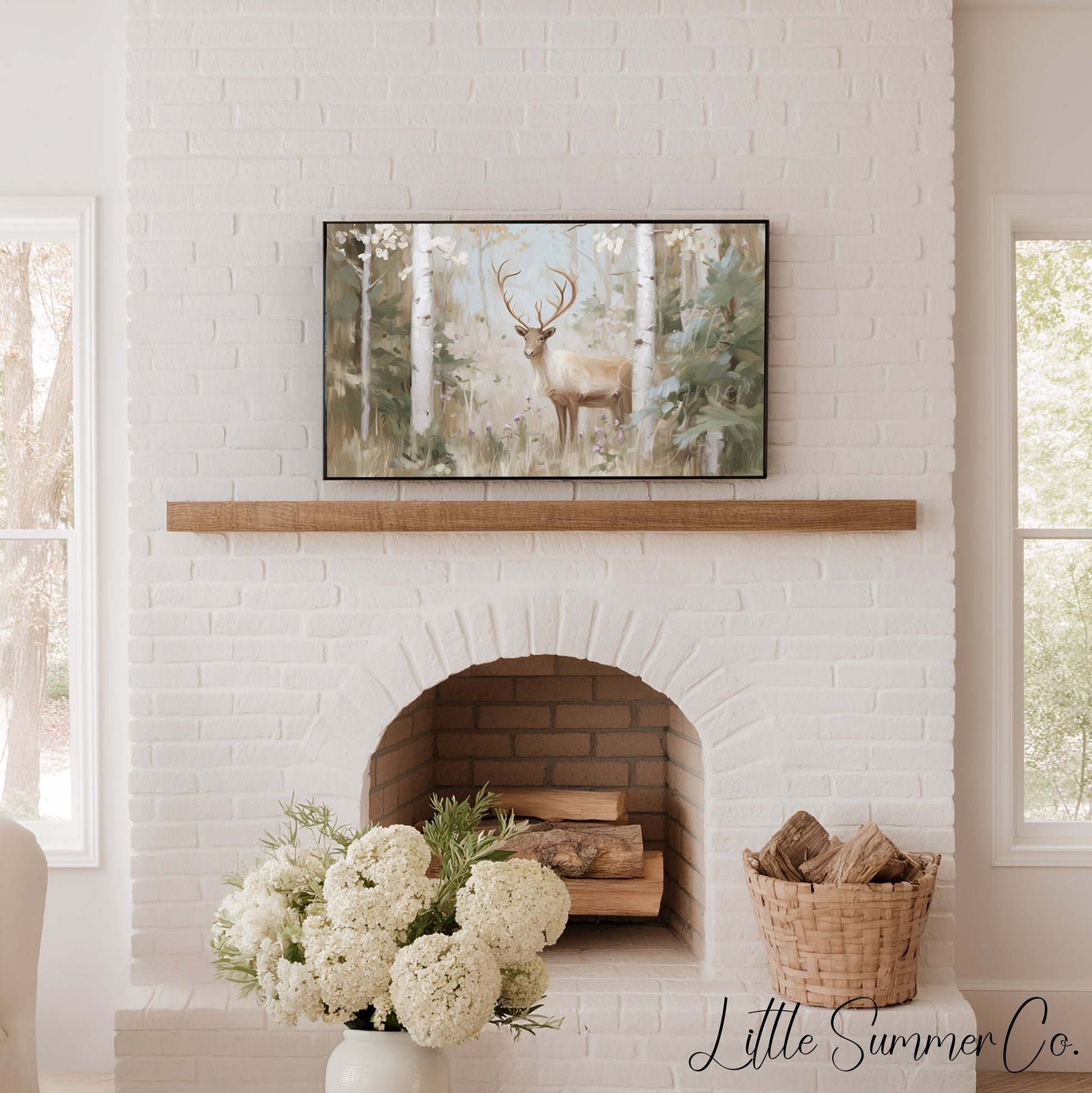 Forest Deer Frame TV Art displayed on a TV