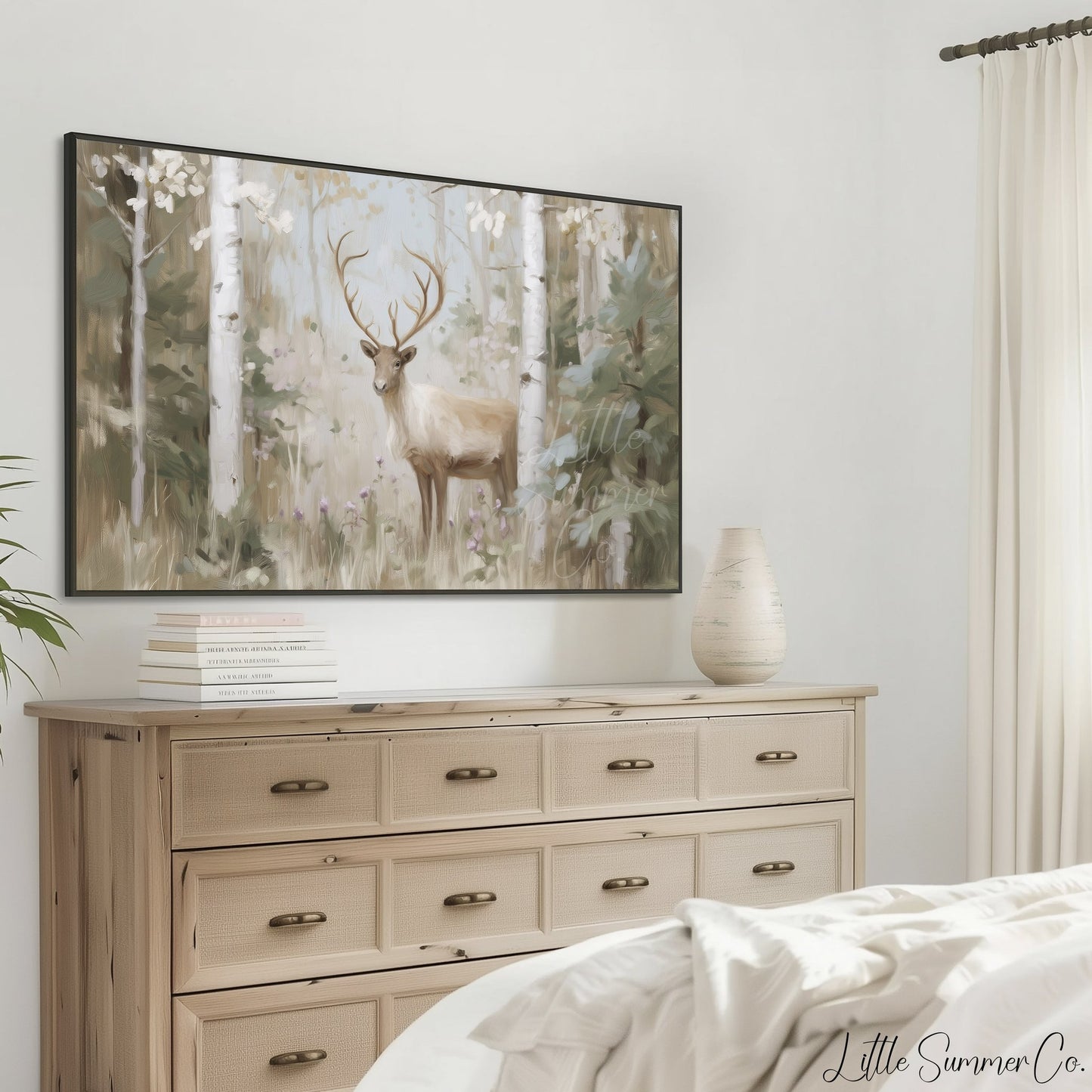 Forest Deer Frame TV Art displayed on a TV