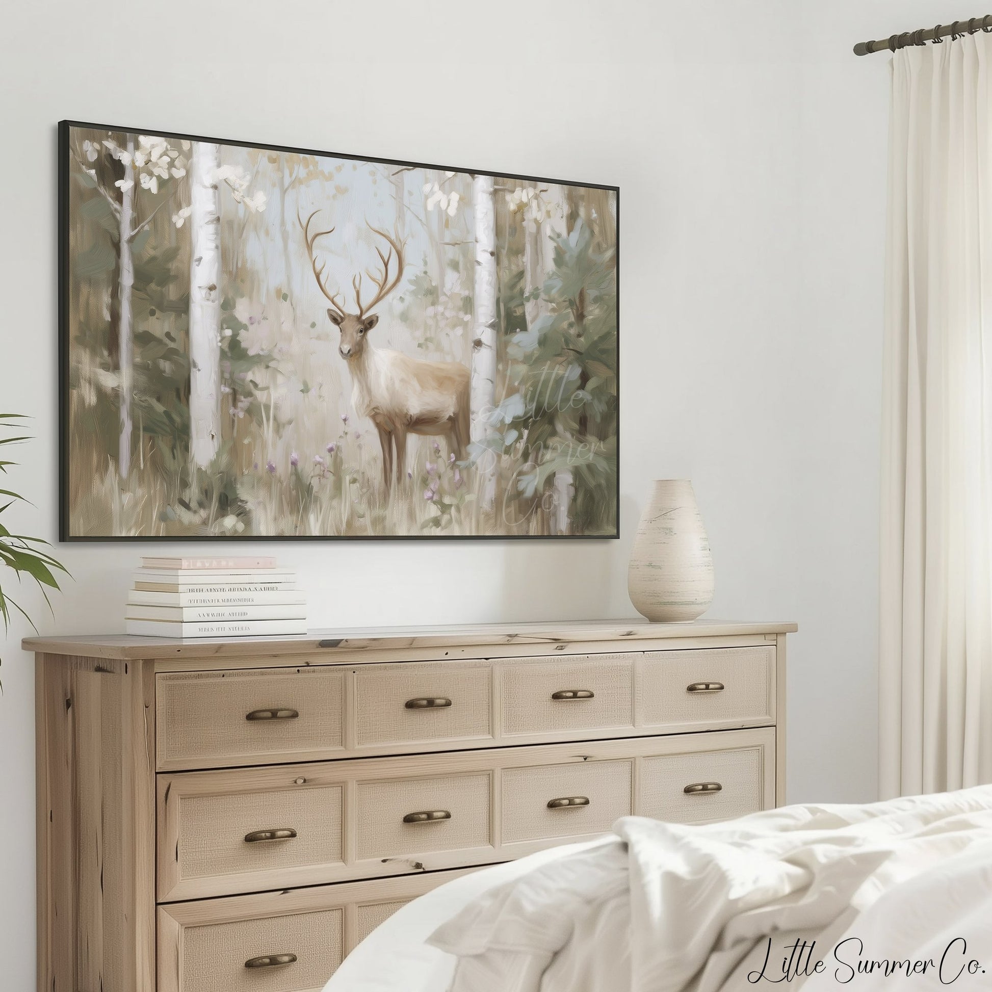 Forest Deer Frame TV Art displayed on a TV