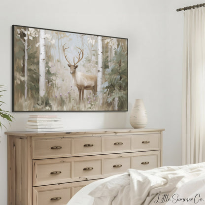 Forest Deer Frame TV Art displayed on a TV