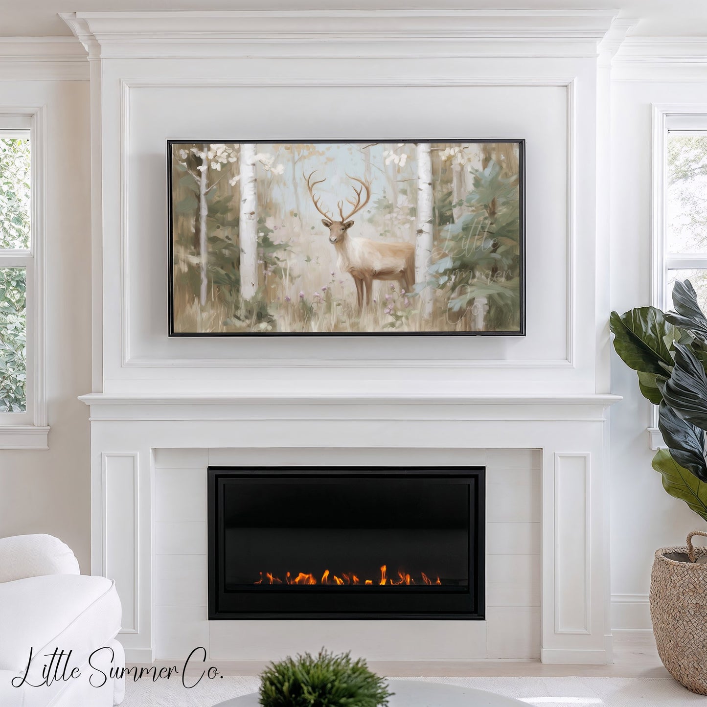 Forest Deer Frame TV Art displayed on a TV