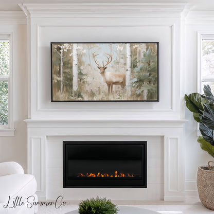 Forest Deer Frame TV Art displayed on a TV