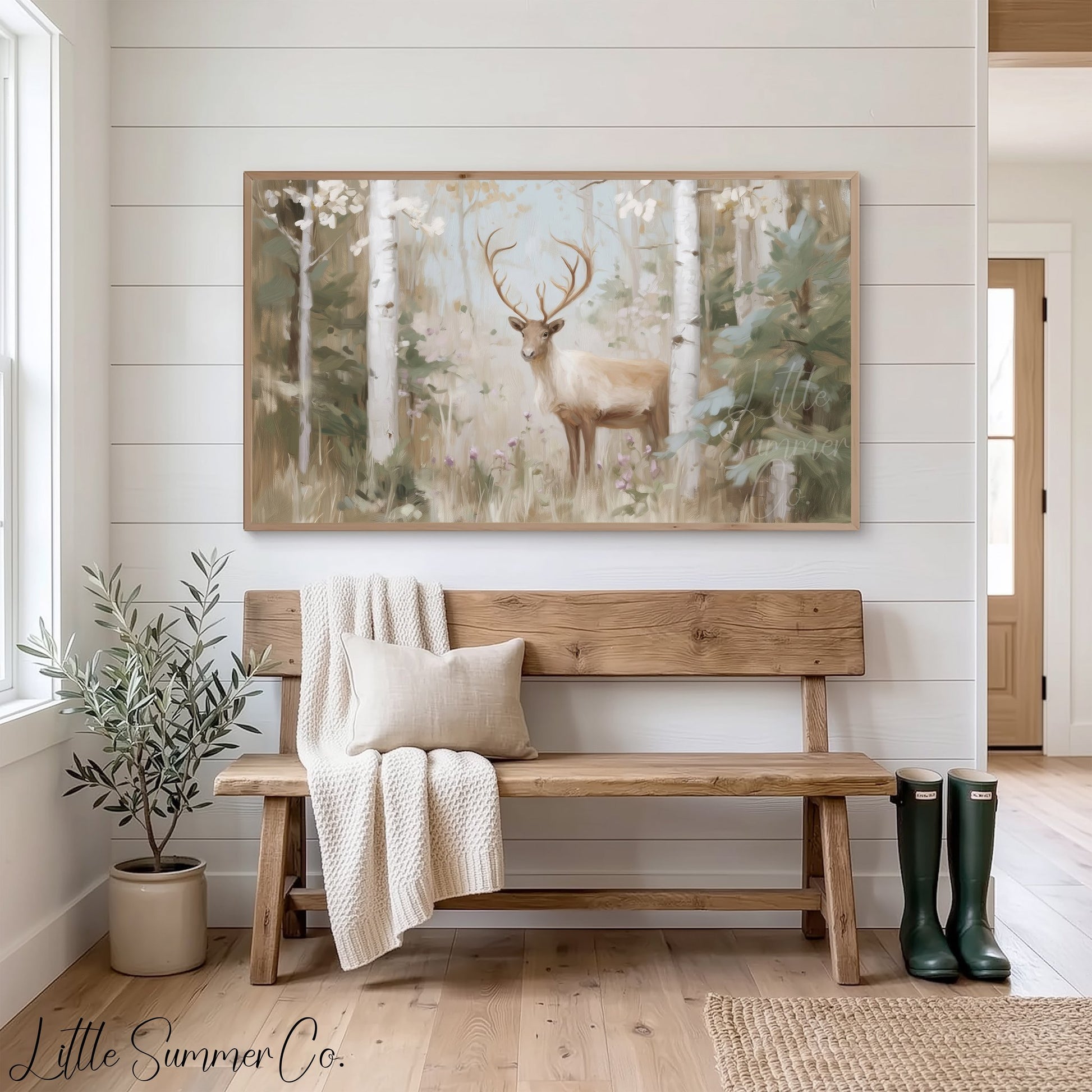 Forest Deer Frame TV Art displayed on a TV