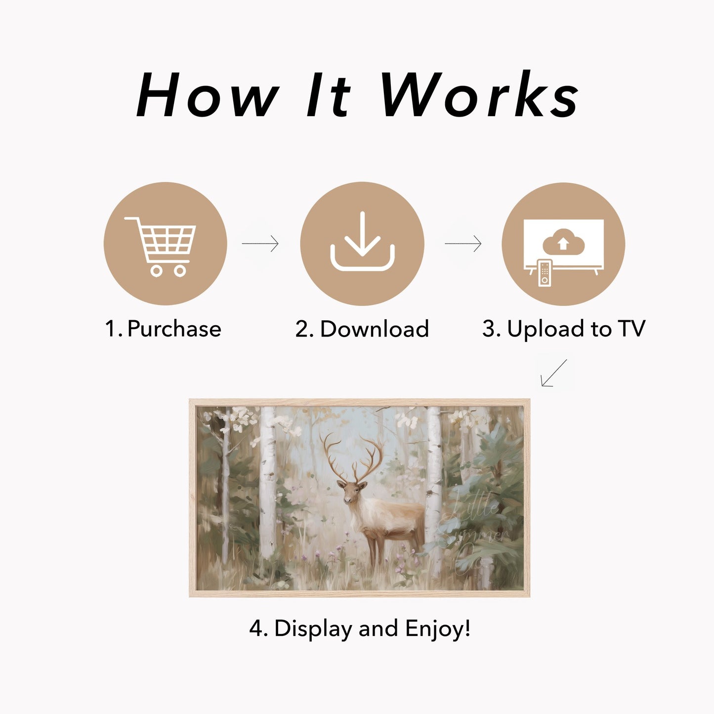 Forest Deer Frame TV Art displayed on a TV