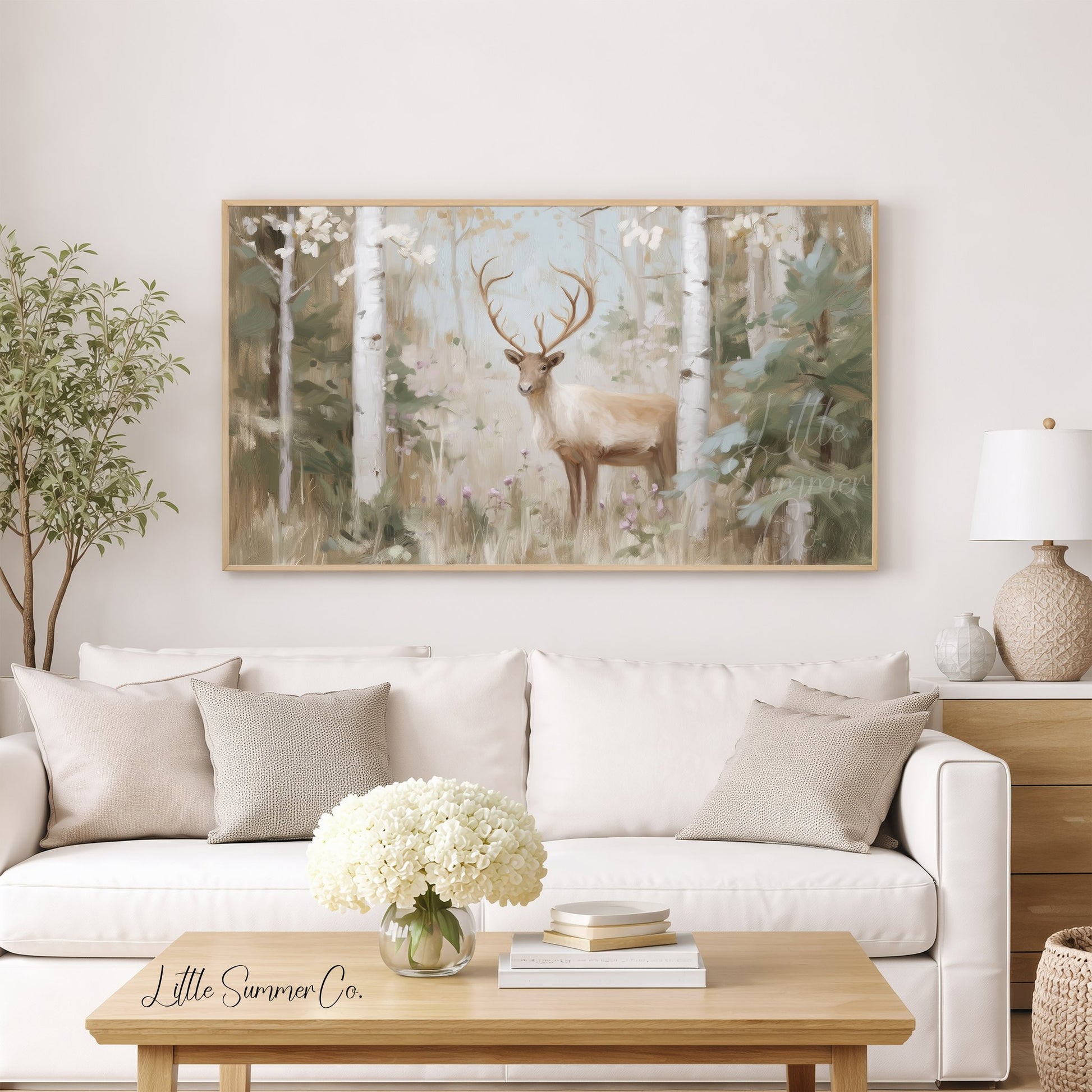 Forest Deer Frame TV Art displayed on a TV