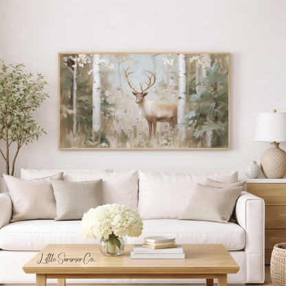 Forest Deer Frame TV Art displayed on a TV