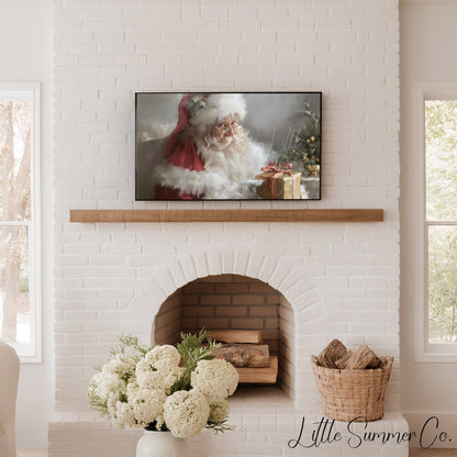 Santa Gift Box Frame TV Art displayed on a TV