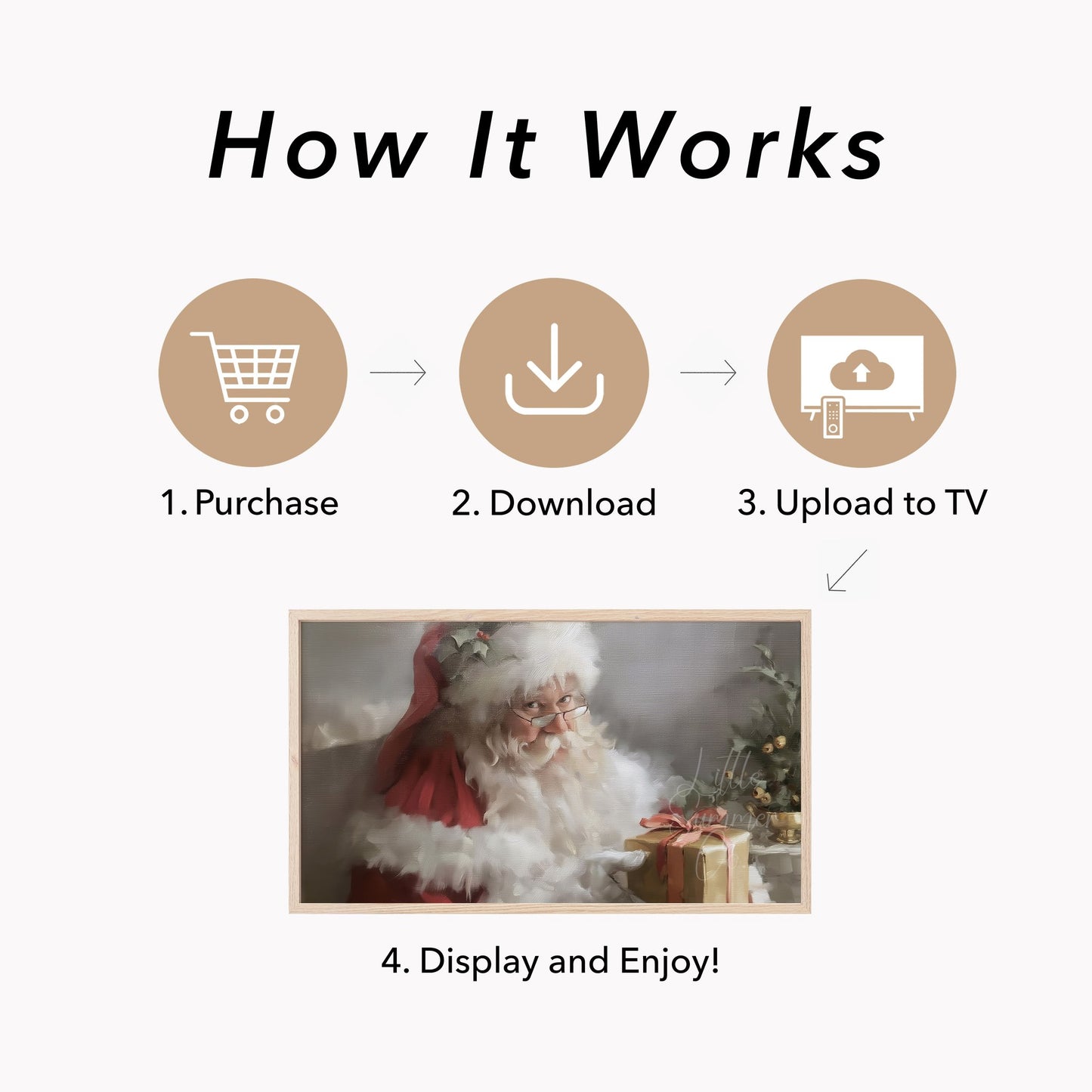 Santa Gift Box Frame TV Art displayed on a TV