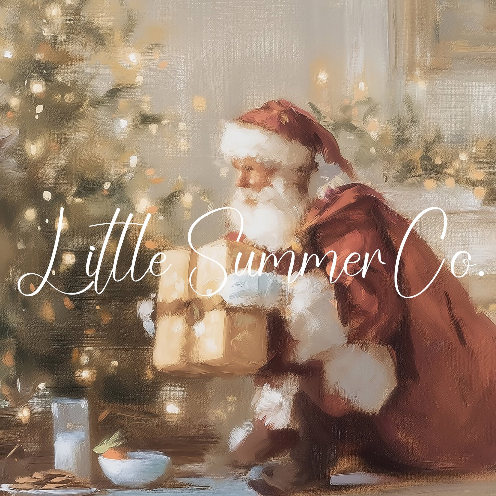 Santa And Deer Frame TV Art displayed on a TV
