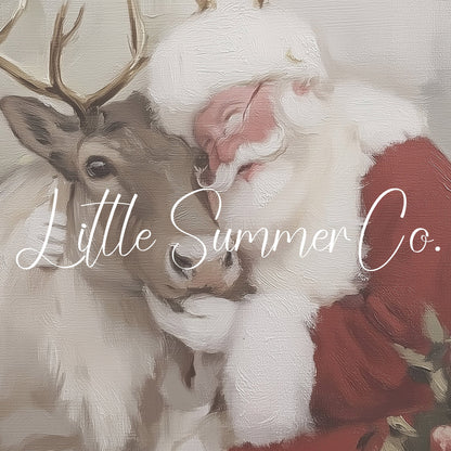 Santa Reindeer Frame TV Art displayed on a TV