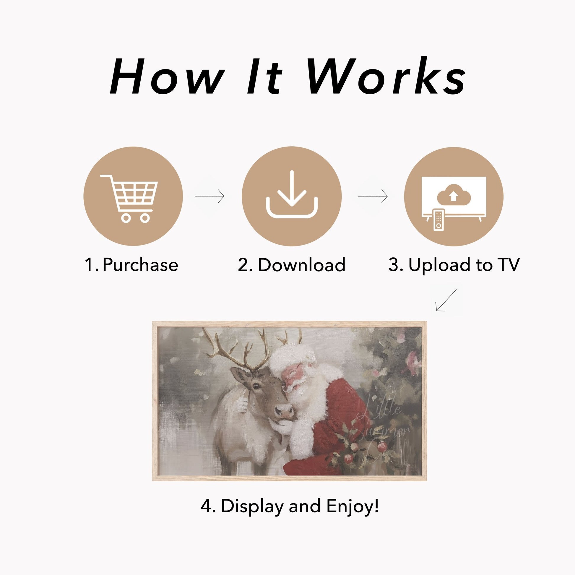 Santa Reindeer Frame TV Art displayed on a TV