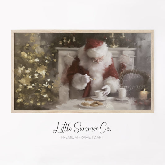Santa With Cookies Frame TV Art displayed on a TV