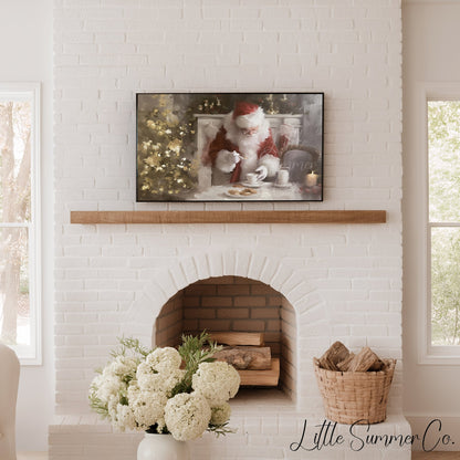 Santa With Cookies Frame TV Art displayed on a TV