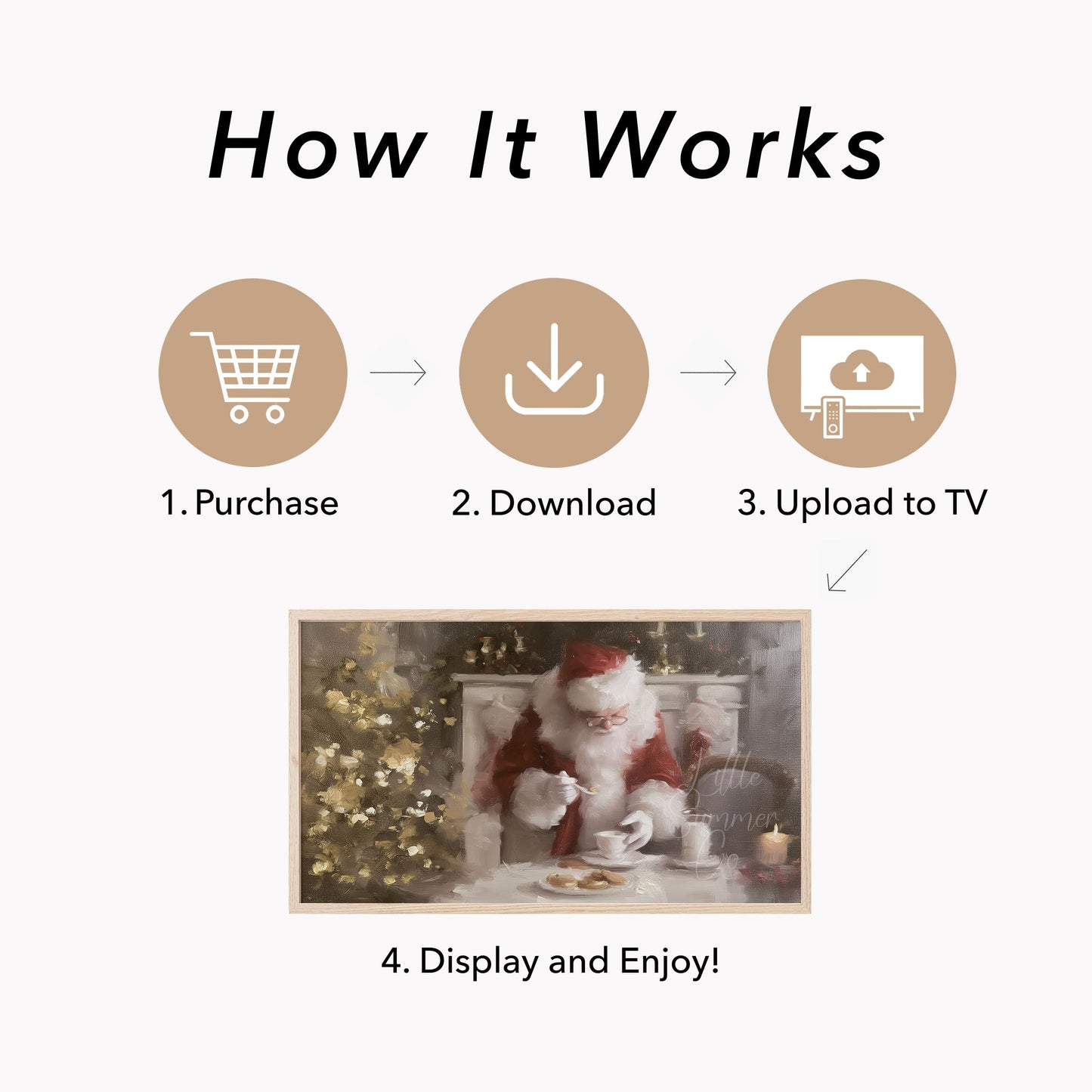 Santa With Cookies Frame TV Art displayed on a TV