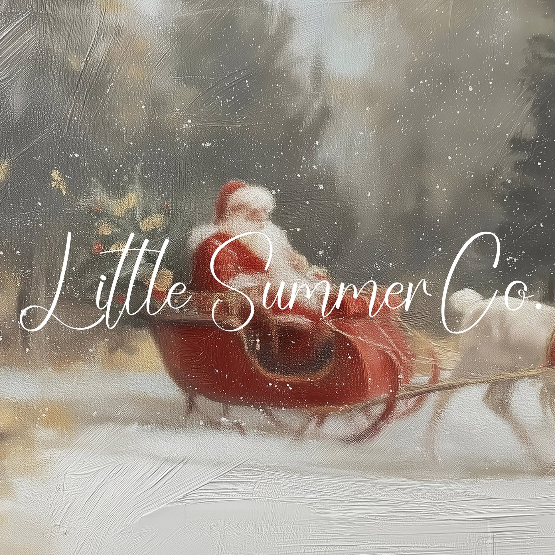 Santa Sleigh Reindeer Frame TV Art displayed on a TV