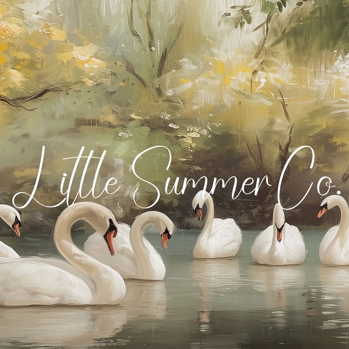 Seven Swans Swimming Frame TV Art displayed on a TV
