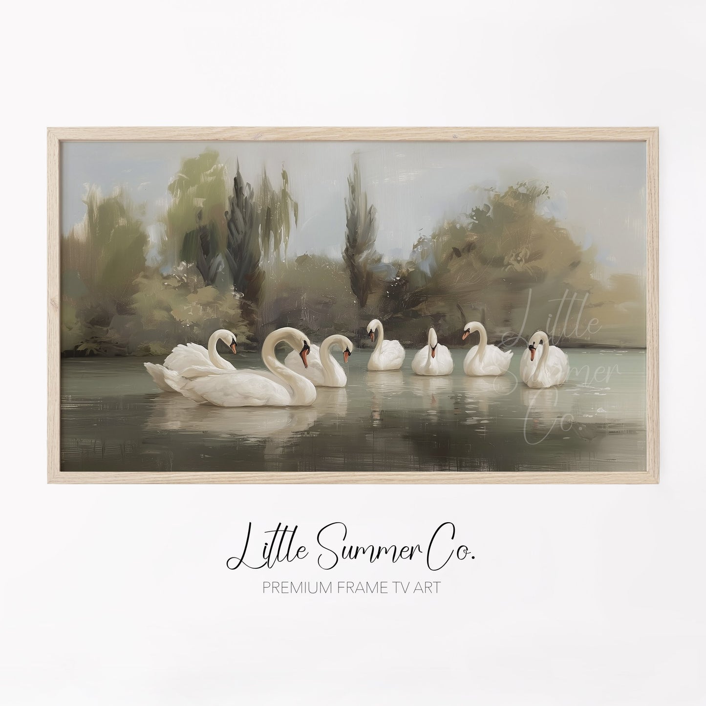 Seven Swans a-Swimming Frame TV Art displayed on a TV
