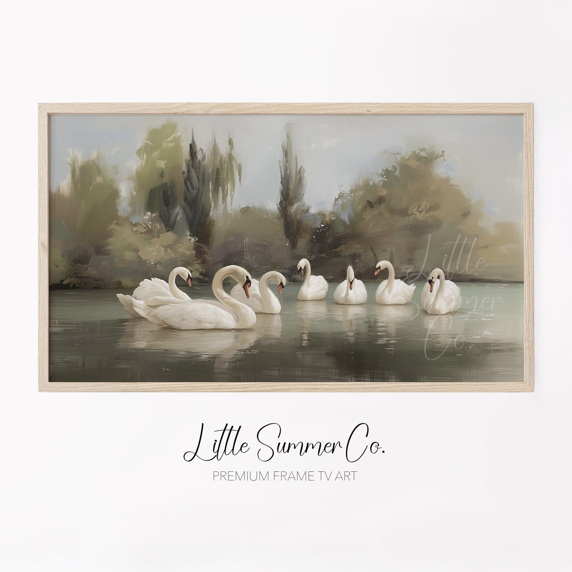 Seven Swans a-Swimming Frame TV Art displayed on a TV