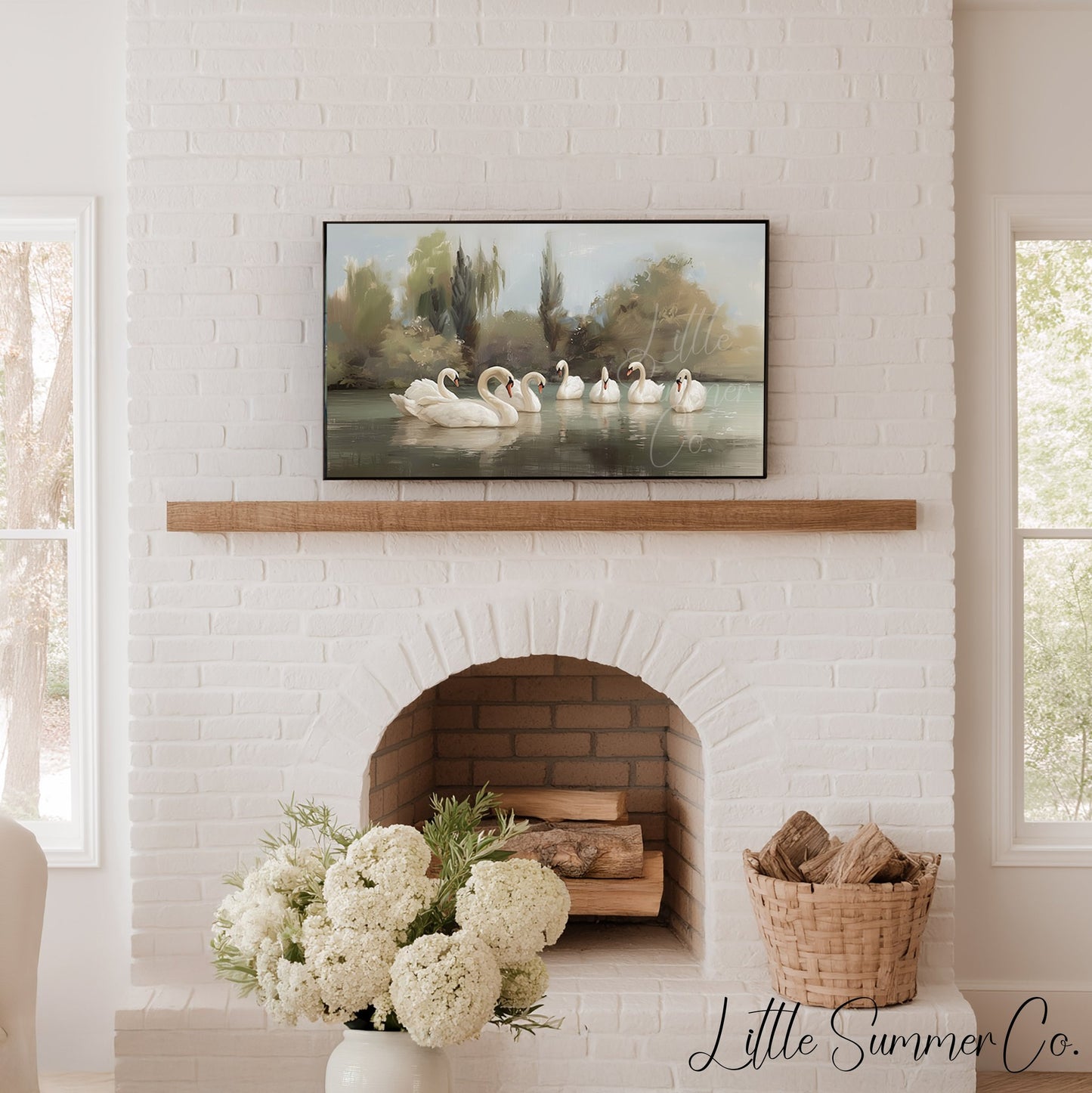 Seven Swans a-Swimming Frame TV Art displayed on a TV