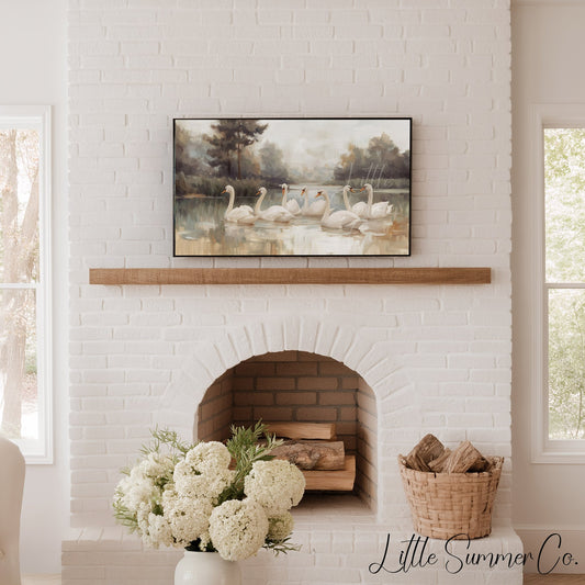 Lake Swans Frame TV Art displayed on a TV