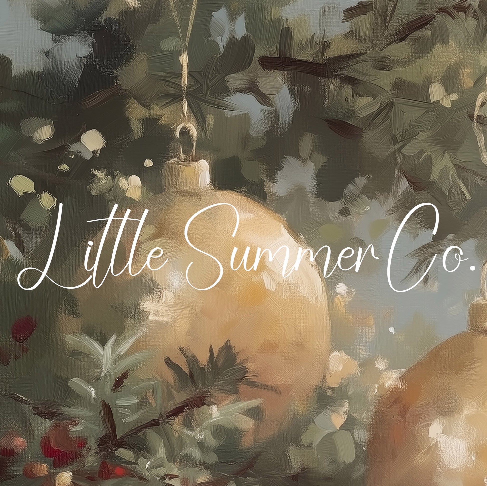 Golden Christmas Ornaments Pine Tree Frame TV Art displayed on a TV