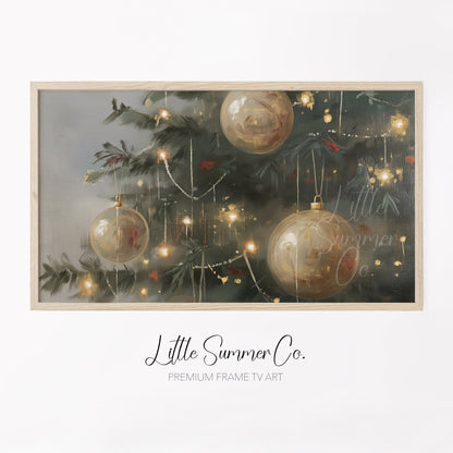 Christmas Ornaments Frame TV Art displayed on a TV