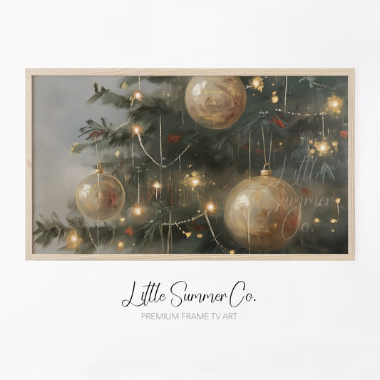 Christmas Ornaments Frame TV Art displayed on a TV